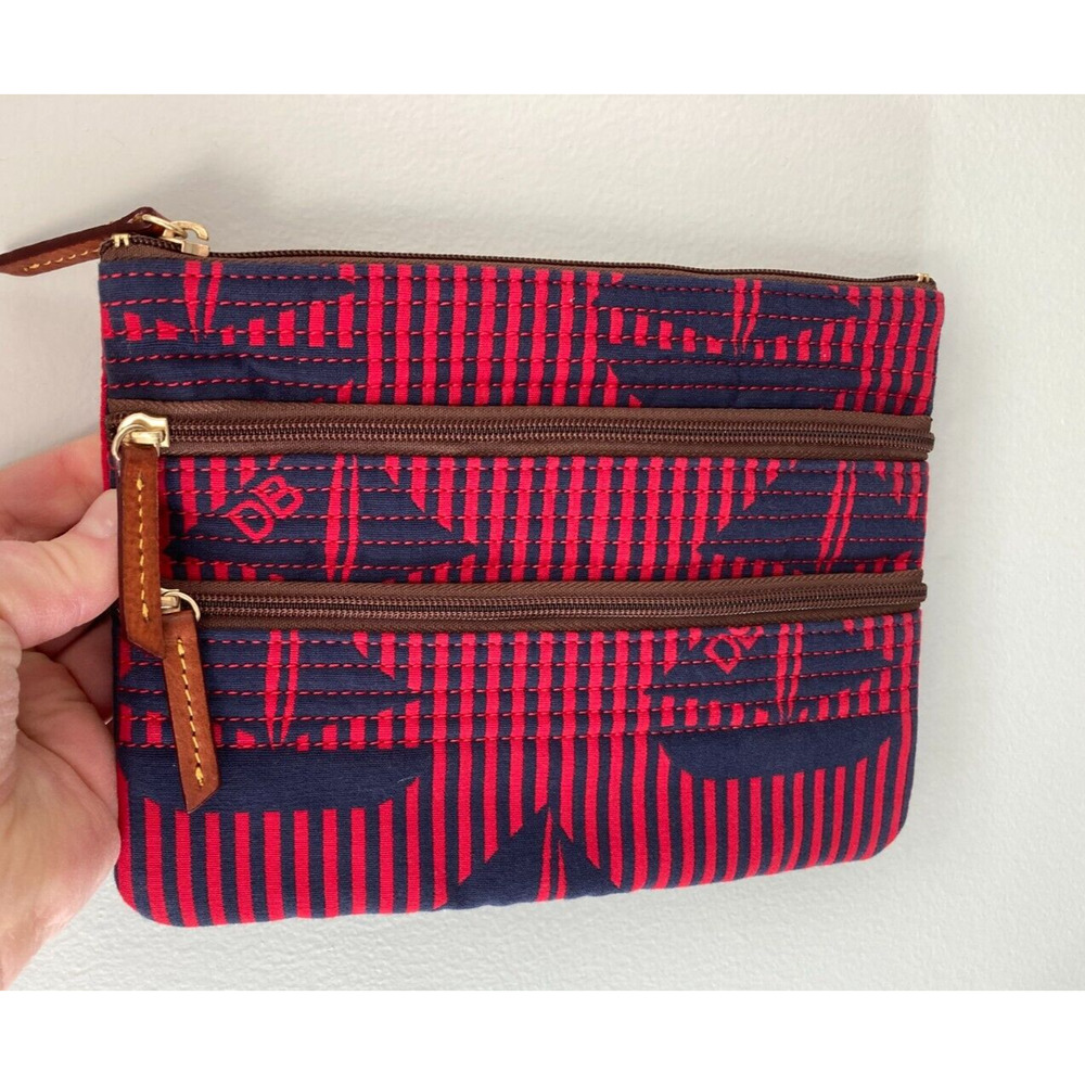 SOLD Dooney & Bourke Red & Navy Quilted Cotton Sailboat Bag Leather Pulls